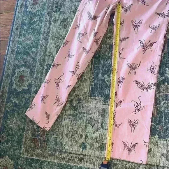 Whimsigoth High Waist Ankle Pant Pink Fairy butterfly whimsy goth punk Goth Emo - Picture 9 of 10